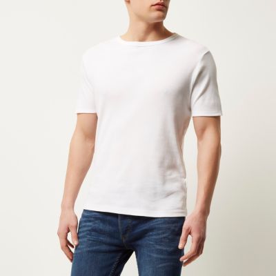 White essential ribbed slim t-shirt
